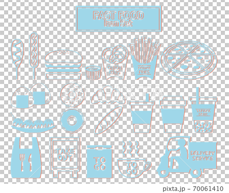 Fast food takeaway vector illustration hamburger potato pizza 70061410