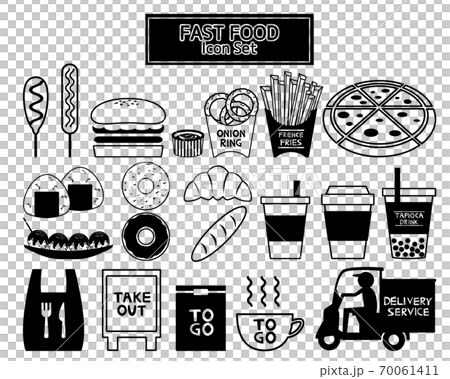 Fast food takeaway vector illustration hamburger potato pizza 70061411
