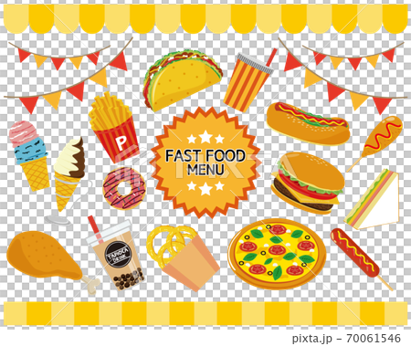 Vector illustration of fast food menu hamburger french fries hot dog 70061546