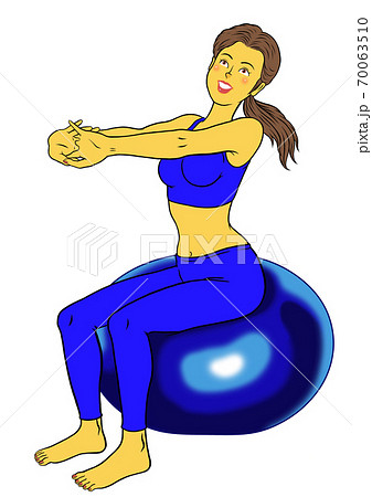 バランスボールをする フィットネスインストラクターの女性のイラスト素材