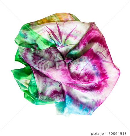 crumpled colorful batik silk scarf isolated crumpled colorful batik silk scarf isolated 70064913