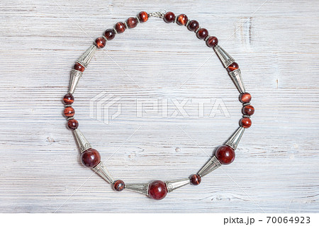 top view of handcrafted necklace from agate balls 70064923