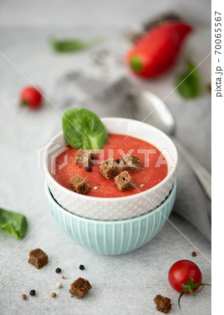 cold tomato soup gazpacho with spinach cold tomato soup gazpacho with spinach 70065567