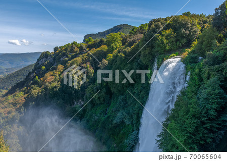 Beautiful view of the Marmore waterfalls (Cascate delle Marmore), Umbria, Italy 70065604