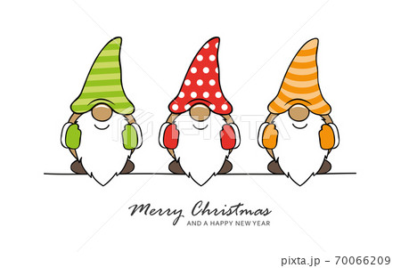 christmas greeting card with cute christmas dwarf 70066209