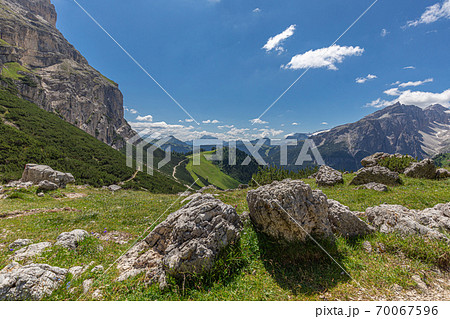 Beautiful view of the Italian Dolomites from Sassongher mountain 70067596