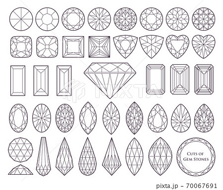 色々なカットの宝石のイラスト素材