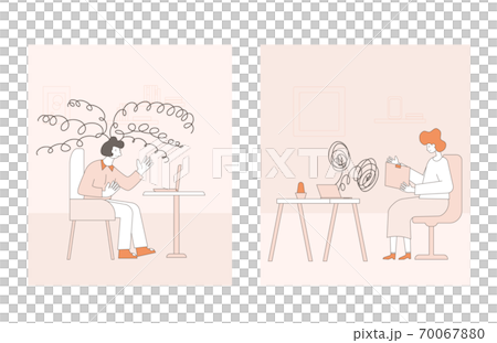 Online stress therapy scene. Color vector flat. 70067880