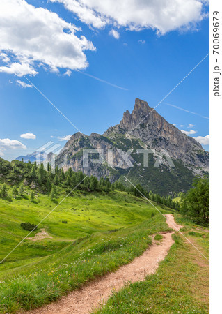 Beautiful view of the Dolomites Mountain at The Valparola Pass, Belluno Province, Italian Alps 70069679