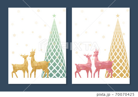 Christmas greeting card with low poly reindeer couple concept. Christmas greeting card with low poly reindeer couple concept. 70070425