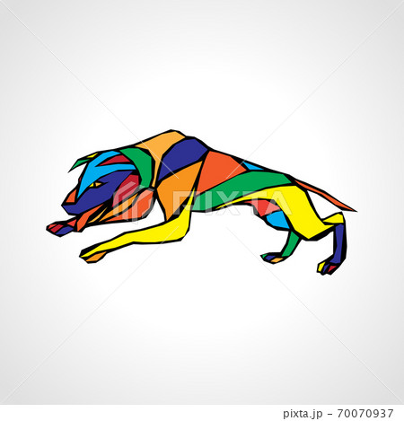 Fighting dog pit bull terrier dog or canine geometric color vector Fighting dog pit bull terrier dog or canine geometric color vector 70070937