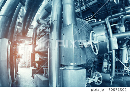 Industry plant concept,Equipment, cables and piping as found inside of a modern industrial power plant or offshore platform 70071302