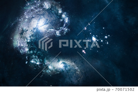Star cluster, colliding galaxies somewhere in deep space 70071502