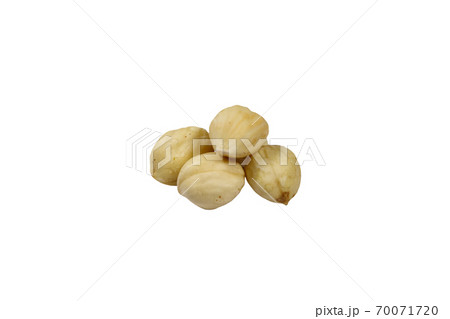 Peeled hazelnuts isolated on white background Peeled hazelnuts isolated on white background 70071720