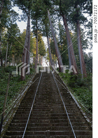 本堂へつづく階段 菩提梯 日蓮宗総本山 身延山久遠寺 山梨県 の写真素材