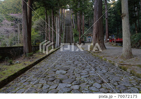 石畳から続く階段（菩提梯　日蓮宗総本山　身延山久遠寺　山梨県） 70072175