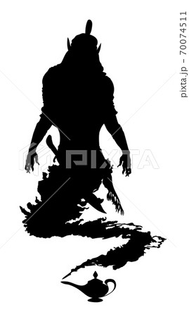 Arabic Genie Lamp Black Silhouette Isolated On のイラスト素材