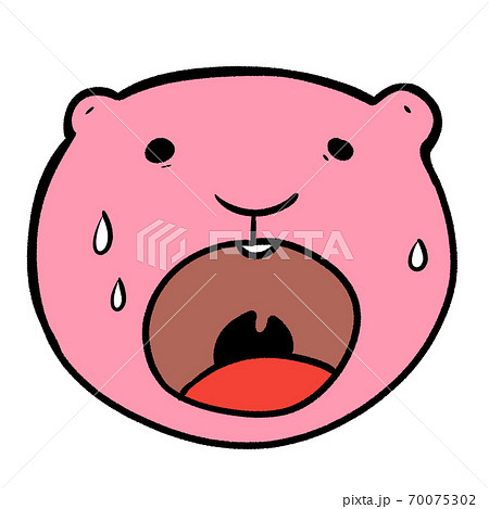 ビックリ口を開けて驚く赤ちゃんマウスの正面顏 感情表現 表情 のイラスト素材