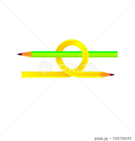 Pencil yellow wooden sharp transformed. Curl and amber isolated illustration 70076045
