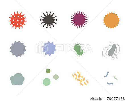 ウイルス シルエット素材 カラフルのイラスト素材