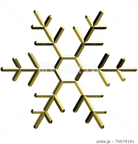 立体的な雪の結晶のベクターイラスト金　背景透明 70079191
