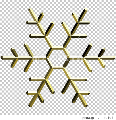 立体的な雪の結晶のベクターイラスト金　背景透明 70079191