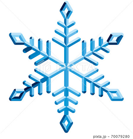 立体的な雪の結晶のベクターイラスト青 背景透明のイラスト素材 