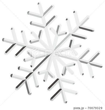 立体的な雪の結晶のベクターイラスト白　背景透明 70079329