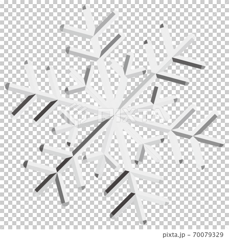 立体的な雪の結晶のベクターイラスト白　背景透明 70079329