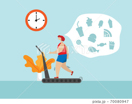 girl on a motorized treadmill girl on a motorized treadmill 70080947