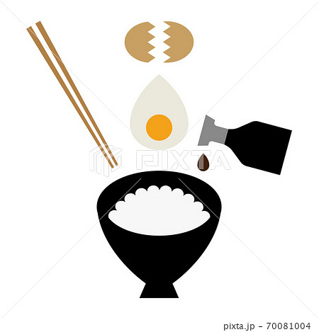 卵かけ御飯を作ってるイメージのイラスト 70081004