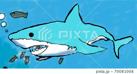 水族館のサメ 小学生が描いた風 のイラスト素材
