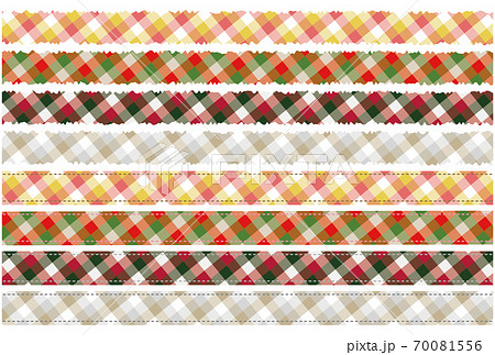 チェック柄のテープ風ラインセット クリスマスカラー チェック柄のテープ風ラインセット クリスマスカラー 70081556