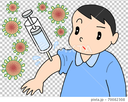 新型コロナワクチンの接種 男性 のイラスト素材
