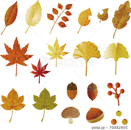 秋の素材 水彩 イラストセットのイラスト素材