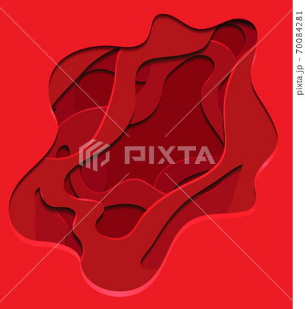 Red abstract illustration with 3d element cut out of paper. Vector element 70084281