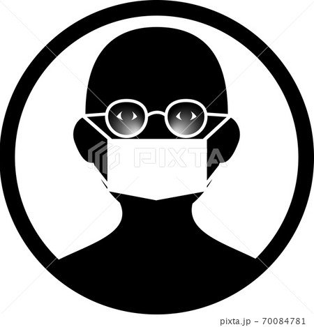 アイコン化したマスクをしてメガネが曇った人(目あり) アイコン化したマスクをしてメガネが曇った人(目あり) 70084781
