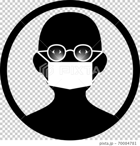 アイコン化したマスクをしてメガネが曇った人(目あり) アイコン化したマスクをしてメガネが曇った人(目あり) 70084781
