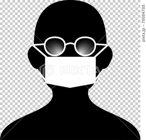 A person wearing a mask and cloudy glasses A person wearing a mask and cloudy glasses 70084788