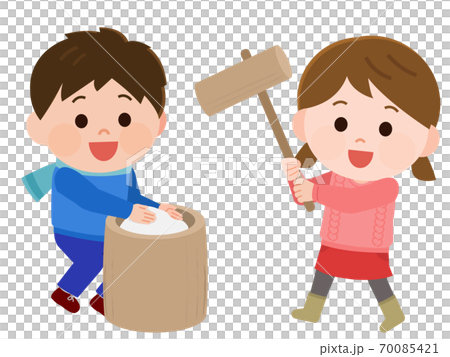 Children who seem to have fun with mochi 2 Illustration 70085421