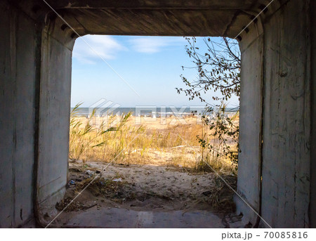 war in Ukraine view of the coast from concrete fortifications war in Ukraine view of the coast from concrete fortifications 70085816