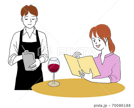 飲食店で注文 外食のイラスト素材 飲食店で注文 外食のイラスト素材