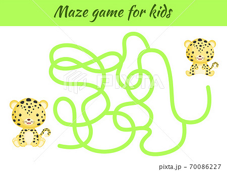 Funny maze or labyrinth game for kids. Help mother find path to baby. Education developing worksheet. Activity page. Cartoon jaguar characters. Riddle for preschool. Color vector stock illustration. Funny maze or labyrinth game for kids. Help mother find path to baby. Education developing worksheet. Activity page. Cartoon jaguar characters. Riddle for preschool. Color vector stock illustration. 70086227