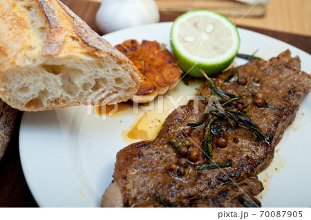 roasted grilled ribeye beef steak butcher selection 70087905