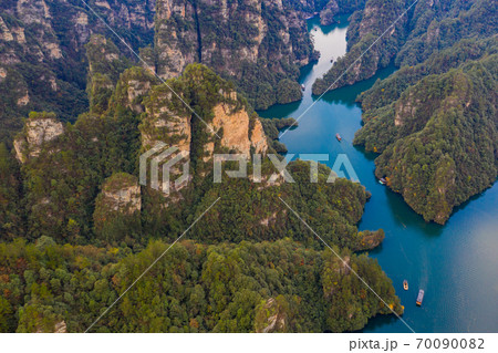 Spectacular view from the air of BaoFeng lake in Zhangjiajie 70090082