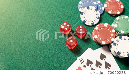 Poker table in casino top view 70090228