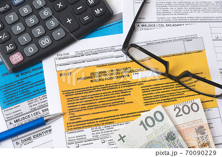 Polish tax form. Finance, tax income concept 70090229