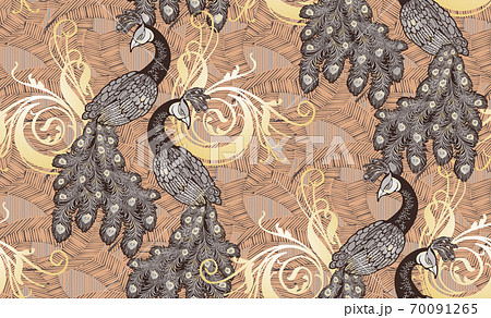 Pattern of peacock. Vector illustration. Suitable for fabric, wrapping paper, digital paper and the like 70091265