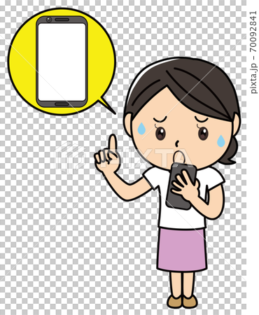 女孩04_02（女人拿著智能手機與一張陷入困境的臉） 70092841