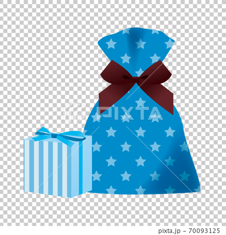 プレゼントのセット（星柄の袋とストライプ柄の箱） 70093125
